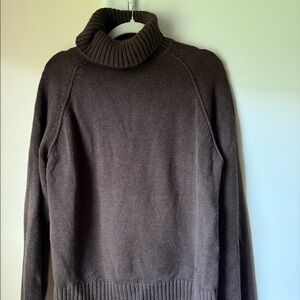 Dark brown cotton knit turtle neck